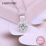 925 Silver Movable Women Pendant Necklace Clear Zircon Jewelry