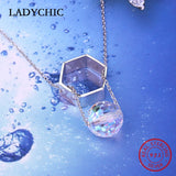 925 Silver Crystal Ball Pendant Lucky Beads Necklace