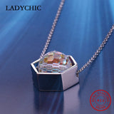 925 Silver Crystal Ball Pendant Lucky Beads Necklace