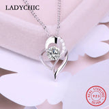 925 Silver Double Heart Necklace Zircon Love Pendant