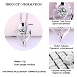 925 Silver Double Heart Necklace Zircon Love Pendant