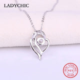 925 Silver Double Heart Necklace Zircon Love Pendant