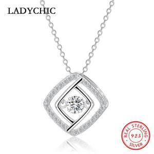 925 Silver Pendant Necklace High Zircon Lover Gift