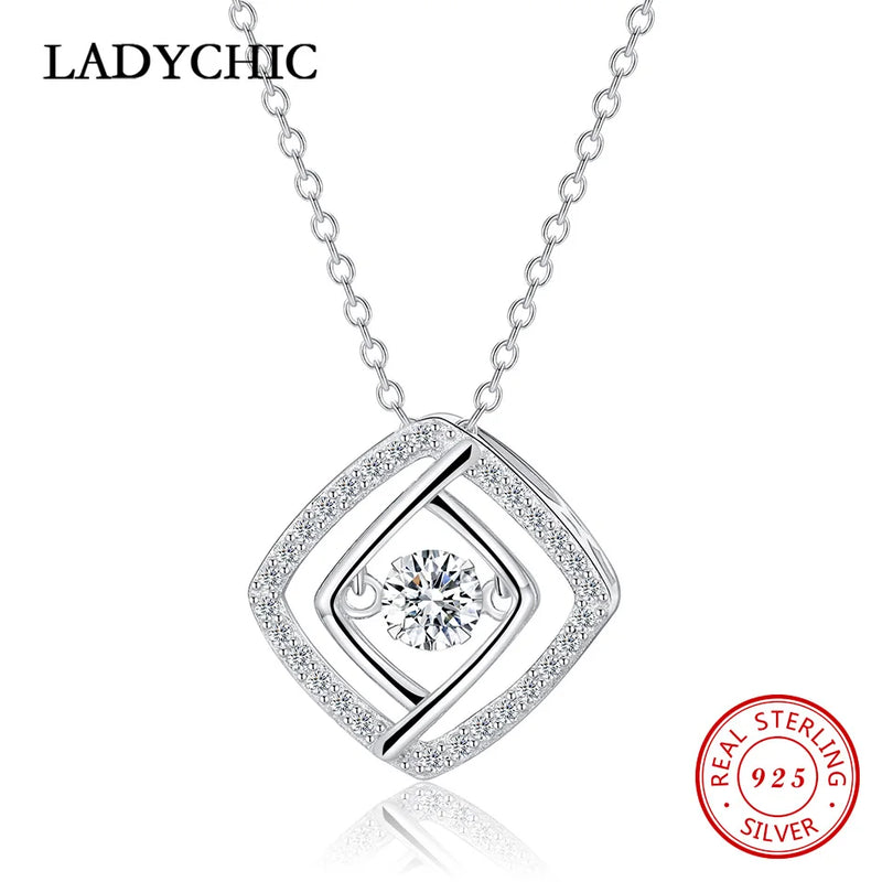 925 Silver Pendant Necklace High Zircon Lover Gift