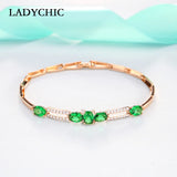 Green Crystal Bracelet for Women Shining Cubic Zircon Bangle