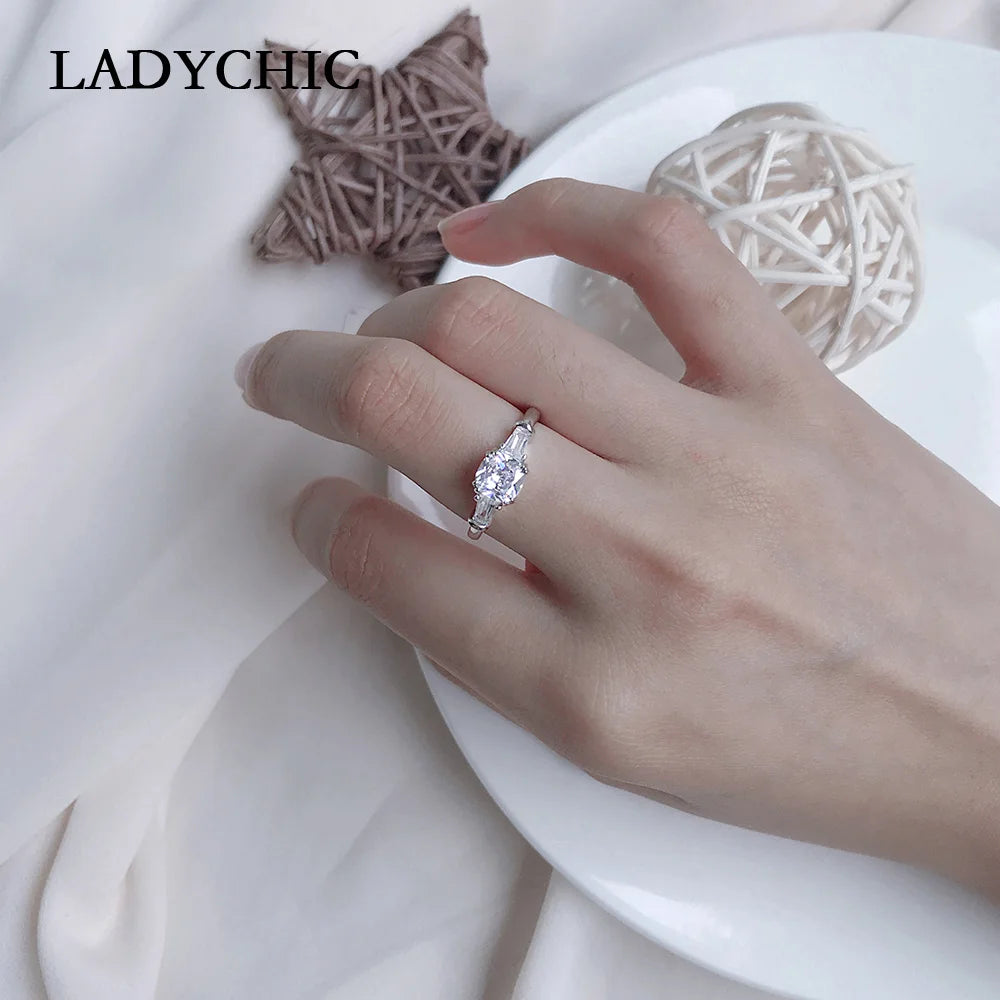 Silver Zircon Crystal Wedding Ring LR1011