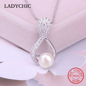 925 Sterling Silver Freshwater Pearl Pendant Necklace Natural Pearl Gift