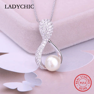925 Sterling Silver Freshwater Pearl Pendant Necklace Natural Pearl Gift