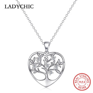925 Silver Tree of Life Pendant Clear CZ Necklace
