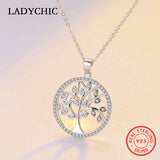 925 Silver Tree of Life Pendant Clear CZ Necklace