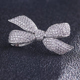 Bowknot Silver Brooch with Zircon Pin for Wedding Party