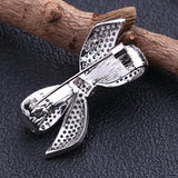 Bowknot Silver Brooch with Zircon Pin for Wedding Party