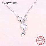 925 Silver Fox Pendant Necklace with 2ct Cubic Zirconia