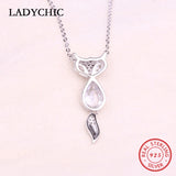 925 Silver Fox Pendant Necklace with 2ct Cubic Zirconia