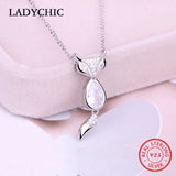 925 Silver Fox Pendant Necklace with 2ct Cubic Zirconia