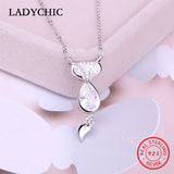 925 Silver Fox Pendant Necklace with 2ct Cubic Zirconia