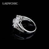 Sunflower Crystal Ring with Oval Zircon Bridal Jewelry