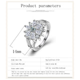 Sunflower Crystal Ring with Oval Zircon Bridal Jewelry