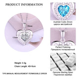 925 Silver Double Heart Pendant Necklace Crystal Gift LNS1017