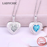 925 Silver Double Heart Pendant Necklace Crystal Gift LNS1017