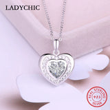 925 Silver Double Heart Pendant Necklace Crystal Gift LNS1017