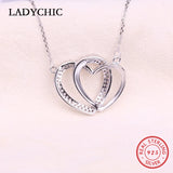 925 Silver Eternal Love Double Heart Pendant Necklace Women Promise of Love