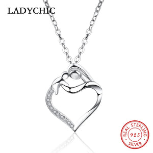 925 Silver Mother Baby Pendant Love Heart Gift