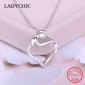 925 Silver Mother Baby Pendant Love Heart Gift