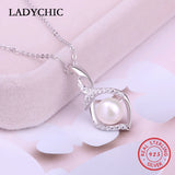 Freshwater Pearl Pendant 925 Sterling Silver Necklace for Women Girl