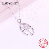925 Silver Palm Tree Pendant Necklace Women Fine Jewelry