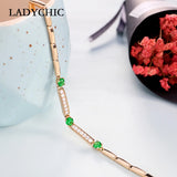 Round Zircon Bracelet for Women Girls Bangles Birthday Gift