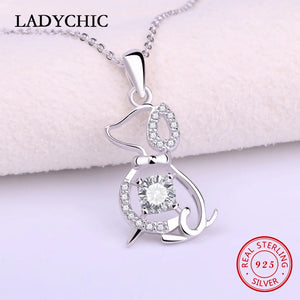 925 Silver Pet Dog Zircon Necklace Women S925 Jewelry