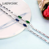 Sparkling Marquise-cut Cubic Zircon Bracelet Silver Bangle Wedding Jewelry