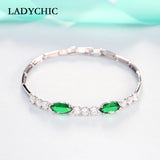 Sparkling Marquise-cut Cubic Zircon Bracelet Silver Bangle Wedding Jewelry