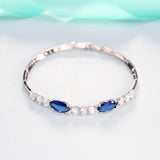 Sparkling Marquise-cut Cubic Zircon Bracelet Silver Bangle Wedding Jewelry