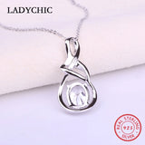 925 Sterling Silver Oval CZ Pendant Necklace Women Silver Jewelry