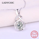 925 Sterling Silver Oval CZ Pendant Necklace Women Silver Jewelry