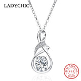 925 Sterling Silver Oval CZ Pendant Necklace Women Silver Jewelry