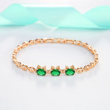 Cat Charm Bracelet Crystal CZ Bangle Jewelry Gift