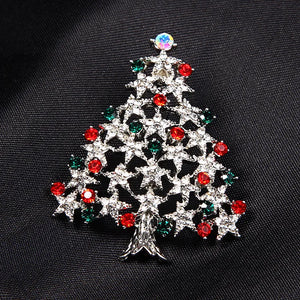 Multicolor Zircon Christmas Tree Brooches Pins Xmas Clothes Accessories