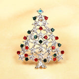 Multicolor Zircon Christmas Tree Brooches Pins Xmas Clothes Accessories