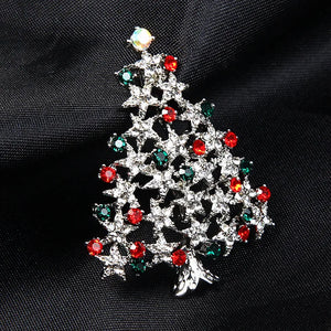 Multicolor Zircon Christmas Tree Brooches Pins Xmas Clothes Accessories