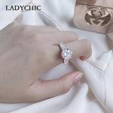 Clear Zircon Flower Shape Finger Ring for Women LR1017