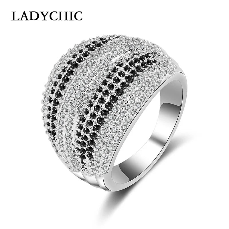 Zircon Ring with Clear Crystal Engagement Party Ring LR1053