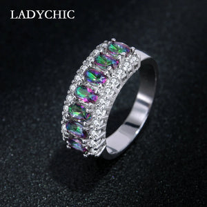 Multicolor Zircon Stone Ring CZ Silver Rings Women Jewelry