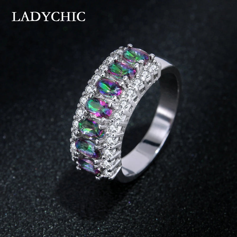 Multicolor Zircon Stone Ring CZ Silver Rings Women Jewelry