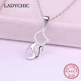 925 Silver Cat Pendant Rose Animal Necklace Jewelry Gift