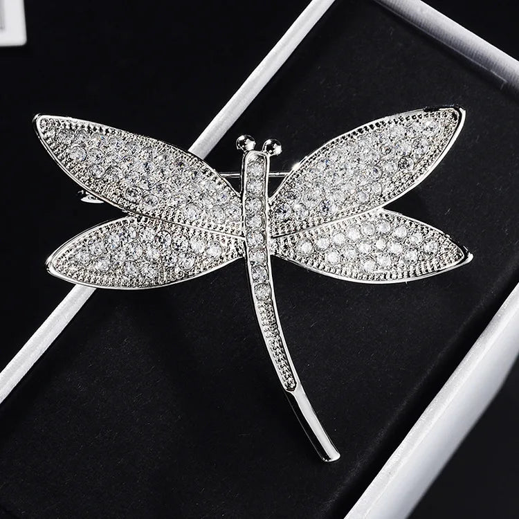 Crystal Dragonfly Brooch Pin Vintage Style Rhinestone Brooches Women Bridal Coat