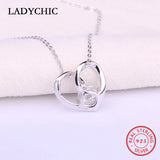 925 Sterling Silver Heart Pendant with Zircon Stones Necklace