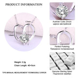 925 Sterling Silver Heart Pendant with Zircon Stones Necklace